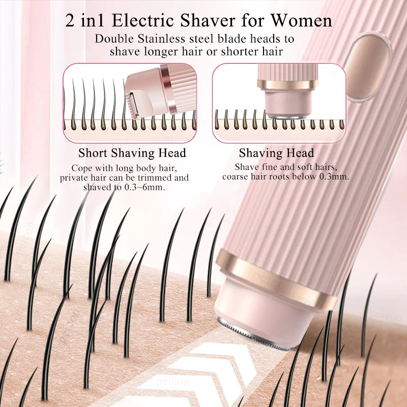 Electric Razor for Women Bikini Underarm Lady Facial Razor Waterproof Double Head Hair Removal Epilator Electric Female Trimmer