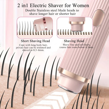 Electric Razor for Women Bikini Underarm Lady Facial Razor Waterproof Double Head Hair Removal Epilator Electric Female Trimmer