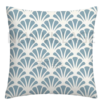 Lake blue white geometric linen pillowcase sofa cushion cover home decoration can be customized for you 40x40 45x45 50x50 60x60
