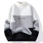 New Men's Plush Sweater Pullovers Korean Winter Warm O Neck Colorblock Sweater High Quality Cool Top Fashionable Men's Clothing