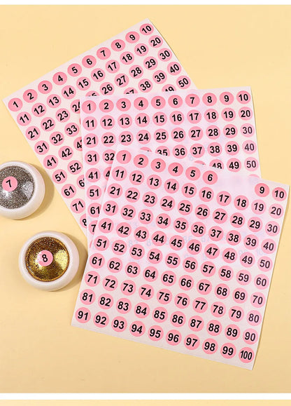 2Pcs/Lot Waterproof Pink Number Sticker Label For Nail Polish Color Gel Varnish Marking Digital Label Sticker Manicure Tool