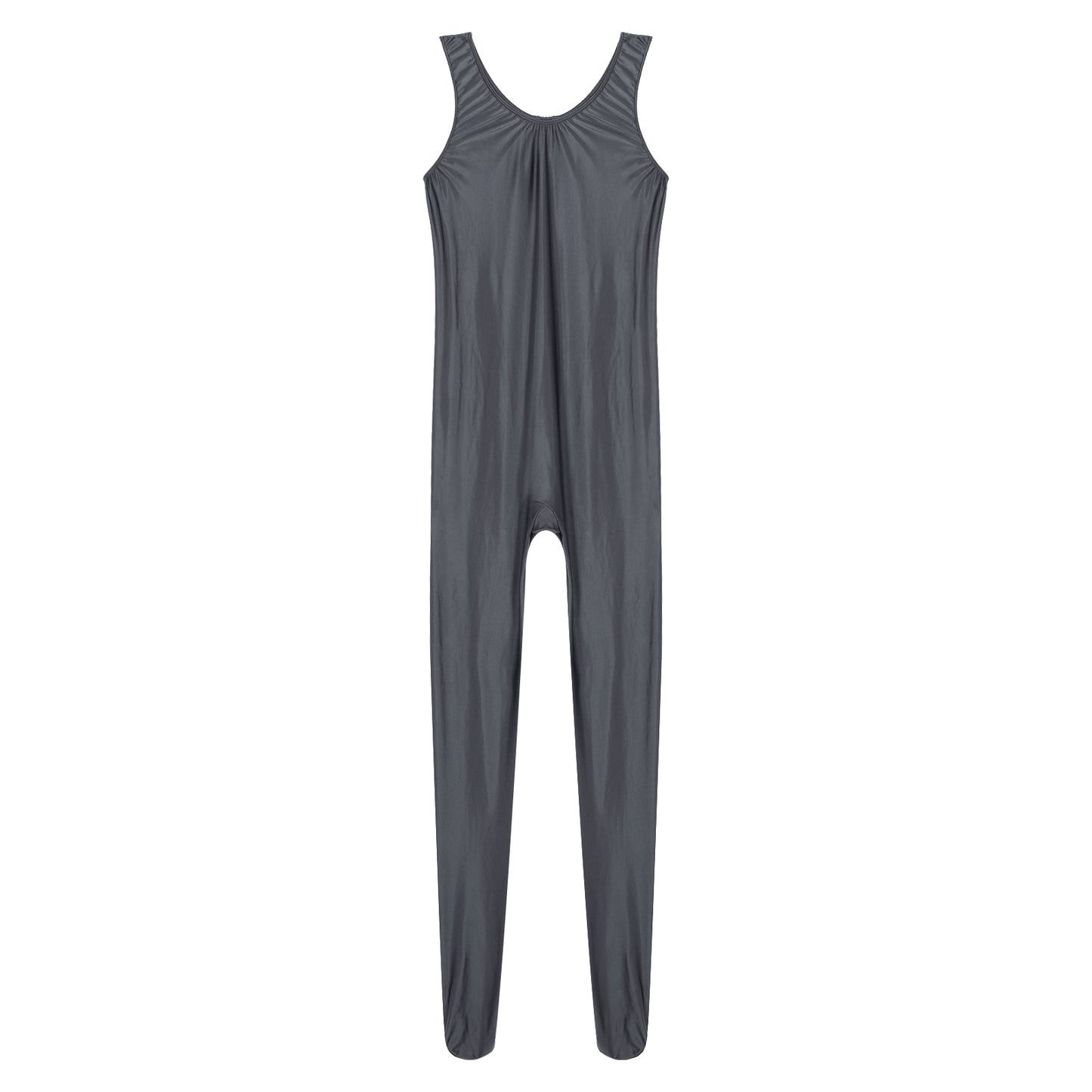 Women's Sleeveless Full Body Bodysuit Glossy Jumpsuit Gymnastics Fitness Swimming Leotard Pole Dance Costume Clubwear Lingerie