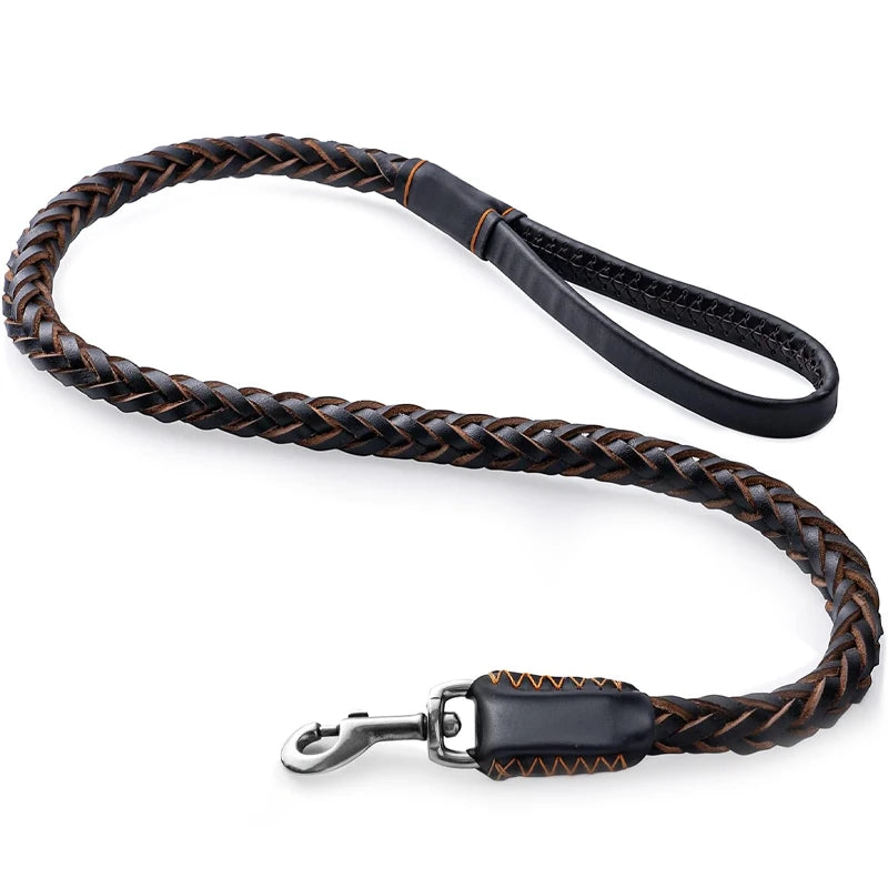 Heavy and Duty Large Dog Leash Genuine Leather Braided Dog Training Leash for Shepherd Medium Large Dogs Pet Supplies