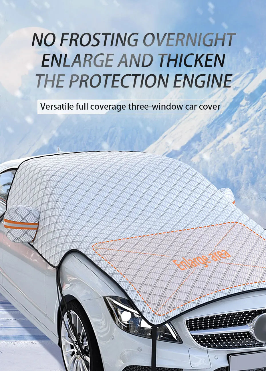 SEAMETAL Upgraded Car Window Snow Cover Large Size Windshield Snow Shield with Hood Cover Universal for Sedan Suv Hatchback