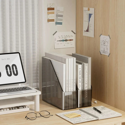 Large Capacity Desktop Organizer Box ZT3266 for Office Documents Stationery Books Storage Rack Transparent Plastic Material