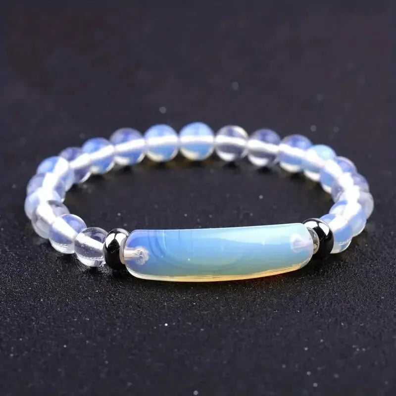 1pc Handmade Stone Bracelet Turquoise  Malachite Gemstone Crystal Rough Bracelet Body Energy Yoga