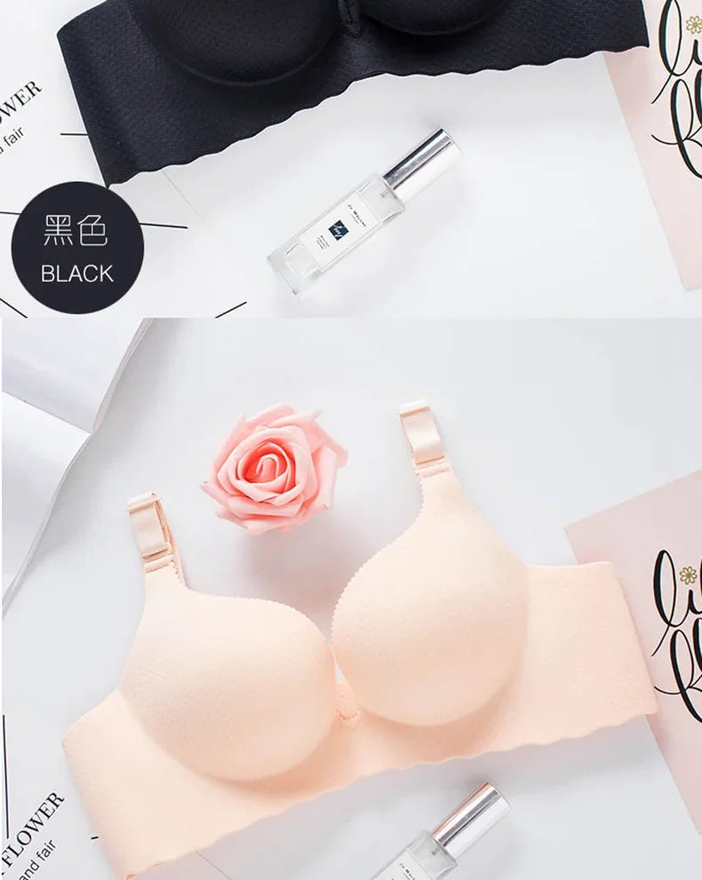 Extreme Push-Up Bra 8cm Thick Pads for Small Bust, Wireless Double Cup Lift, Soft Comfort Fabric, Adjustable Deep V Bras