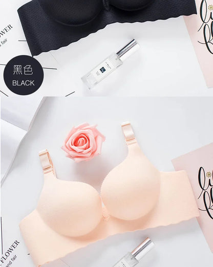 Extreme Push-Up Bra 8cm Thick Pads for Small Bust, Wireless Double Cup Lift, Soft Comfort Fabric, Adjustable Deep V Bras