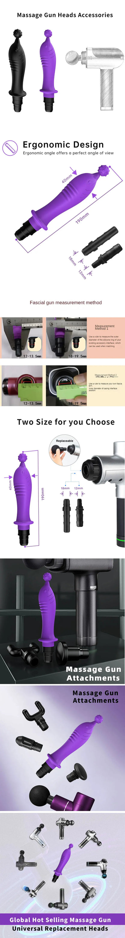 1pc Black Silicone Massage Head, Fascia Gun Massage Head, With Multiple Uses, Including Three Interfaces, Used For Fascia Gun