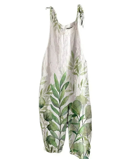 Women Jumpsuits Overalls Sleeveless Slash Neck Print Floral Wide Leg Pants High Street Autumn 2026 Casual Loose Backless