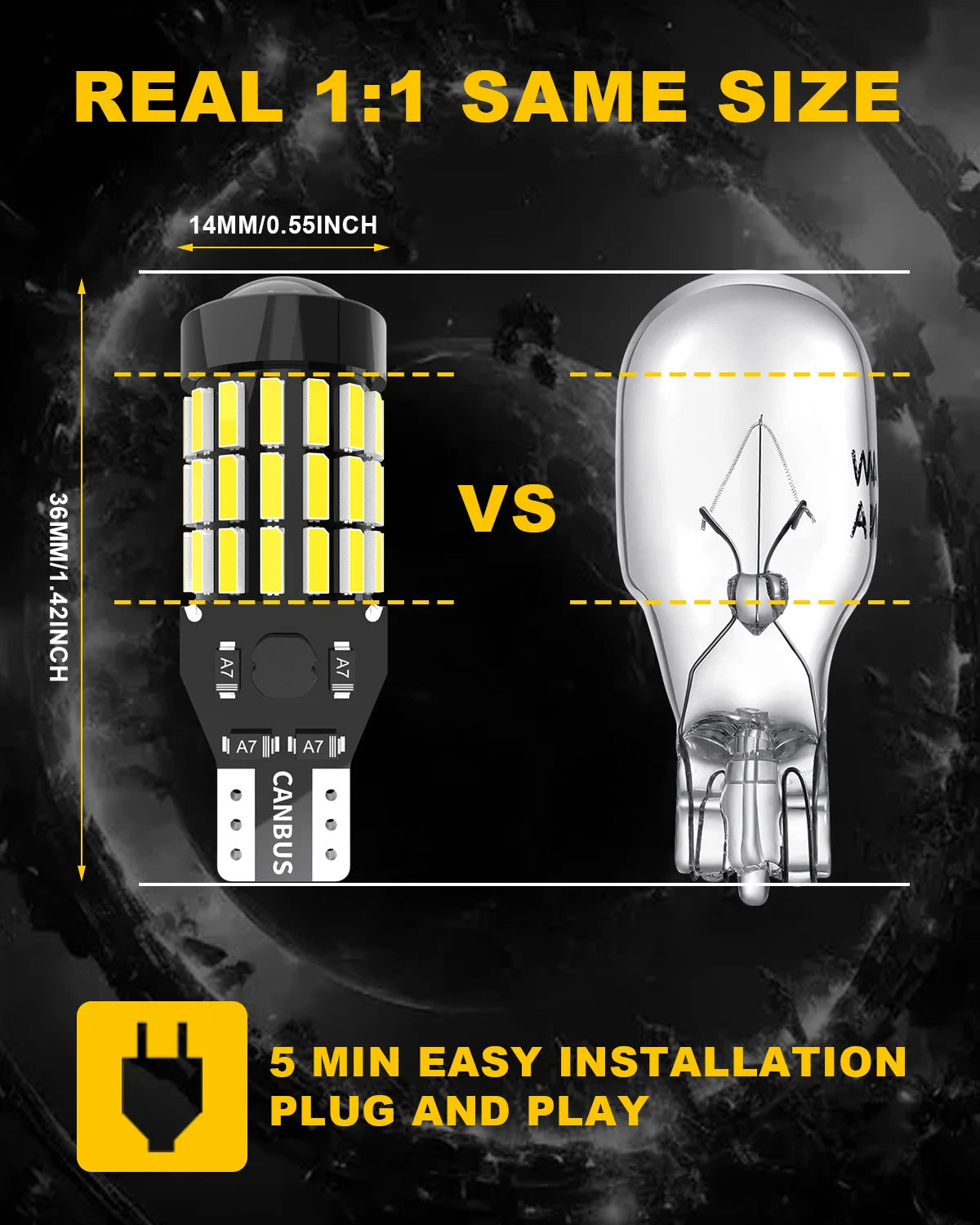 OUSHI W16W T15 921 Led Reverse Light Bulb, Canbus Error Free 12V 24V 6500K Xenon White 4000 Lumen 912 904 906 Led Back Up Light