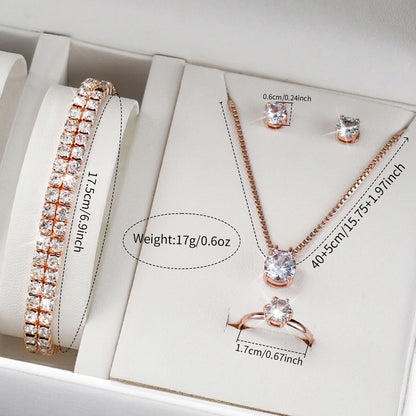 6PCS/Set Fashion Women's Quartz Watch Stainless Steel Band Wrist Watches Diamond Jewelry Set(Without Box)