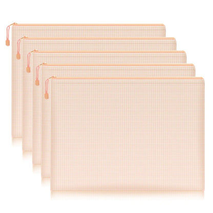 5pcs Mesh Zipper Pouch Document Bag Waterproof Zip File Folders A4 School Office Supplies Pencil Case Storage Bags