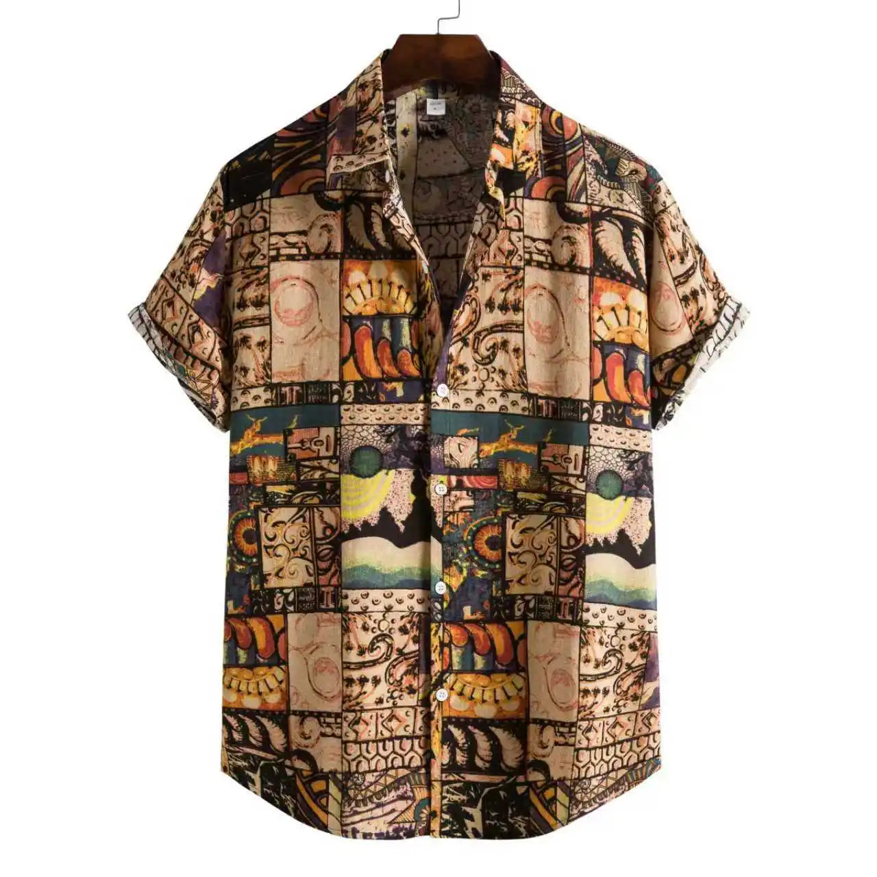 New Hawaii Spring/Summer Fashion Leisure Street Walk Tourist Beach Printed Full Open Short Sleeve Button Shirt