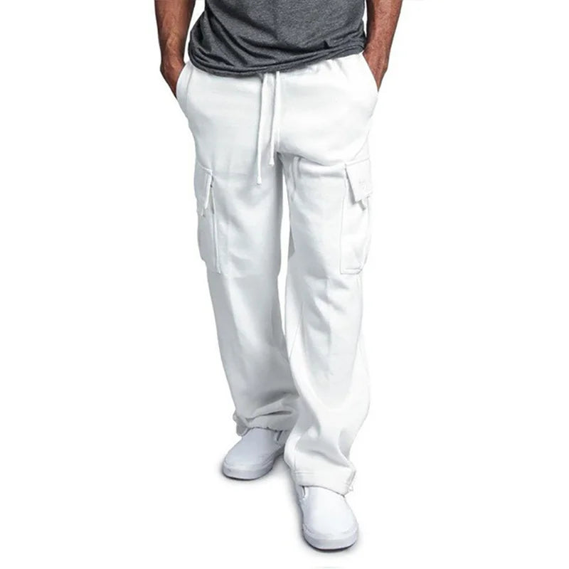 Men's  Cargo Pants Loose Drawstring Sweatpants with Pockets Sports Straight Trousers Jogging Long Pants Hip Hop Streetwear