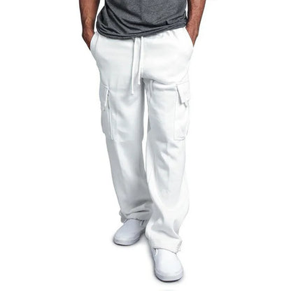 Men's  Cargo Pants Loose Drawstring Sweatpants with Pockets Sports Straight Trousers Jogging Long Pants Hip Hop Streetwear