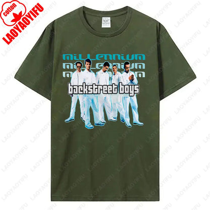 Backstreet Boys Millennium Tour Music Vintage Tshirt Men Women Hipster Popular Tops Summer Fashion Streetwear Unisex Tees Gift