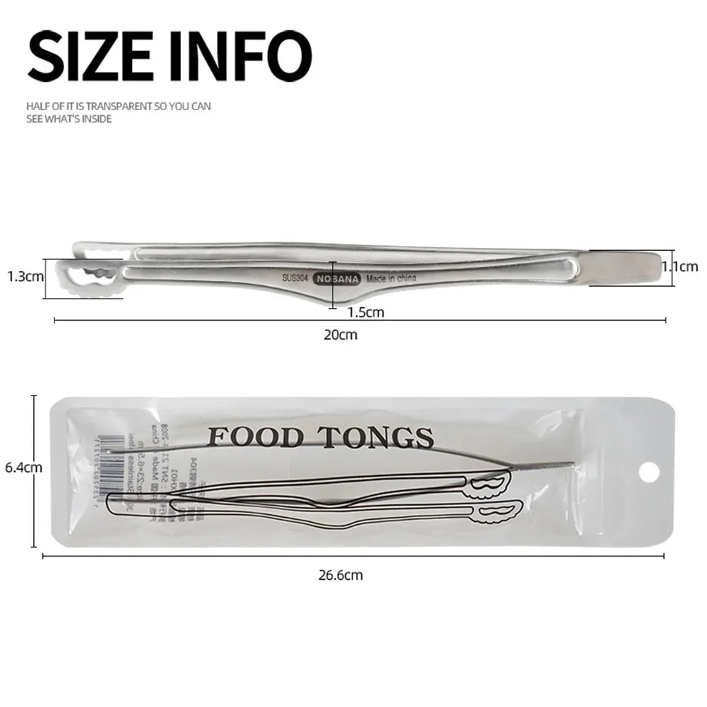 NOBANA Camping Clip Stainless Steel Kitchen Beef Food Tongs Ultralight Heat-Resistant Reusable Camping Cookware for BBQ Picnic