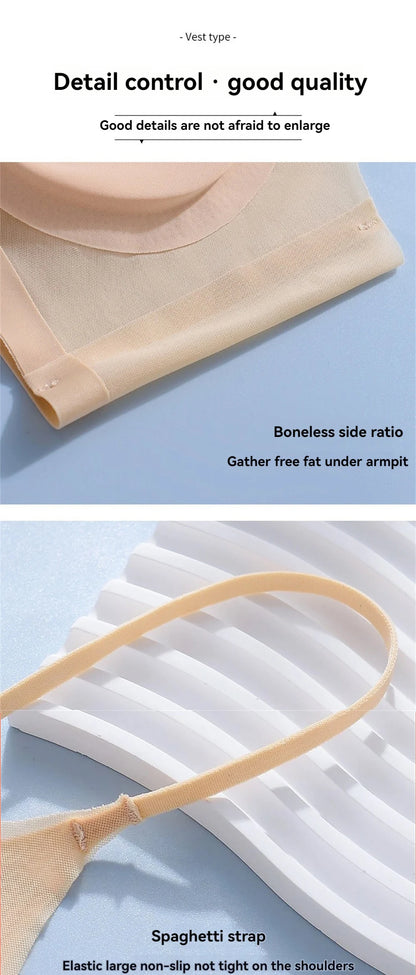 Ultra-Thin Breathable Ice Silk Top Bra Women's Bustier Underwear Seamless Back Halter Vest Wrap Bra Small Chest Together