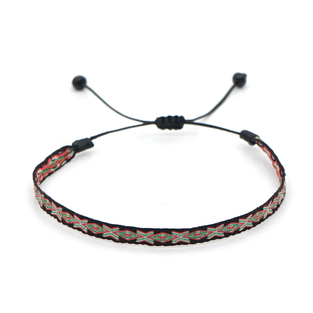 KKBEAD Wholesale Handwoven Bracelet Colombia Cloth Braided Wristband Bracelets for Women Men Gift Hippie Boho Friendship Jewelry