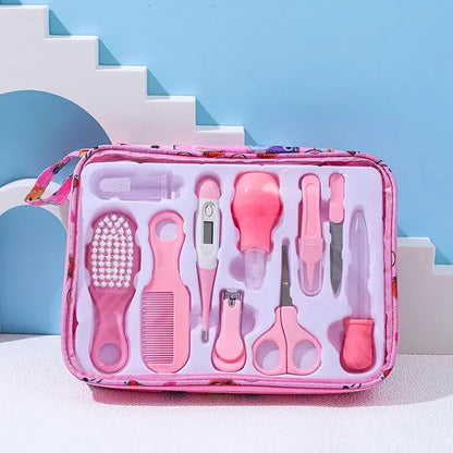 Care & Cleaning Set- 10 - Piece Baby  Newborn Nail Clipper Set, Safe Comb & Brush Gift Box
