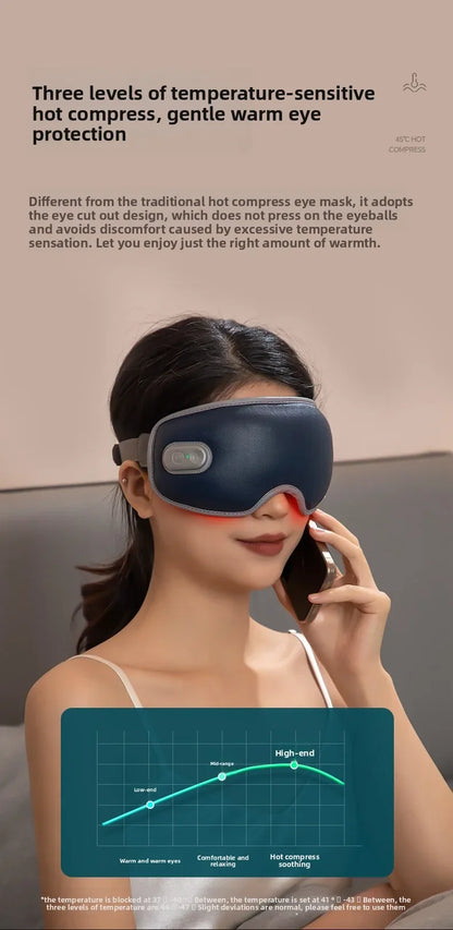 7 Mode Smart Eye Massager USB Charging Eyemask 3D Vibration Massage Eye Relax Warmth Sleep Shading Office Home Travel Eye Mask