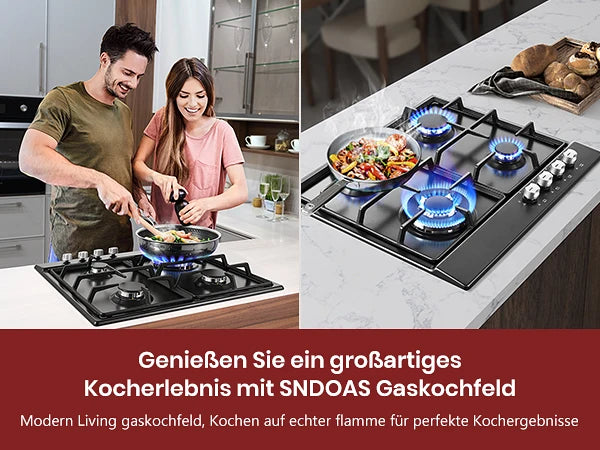 4 Burners Black Enamelled Plate 58 cm Automatic Flame Protection, Natural Gas and Propane Gas, Built-in Gas Hob