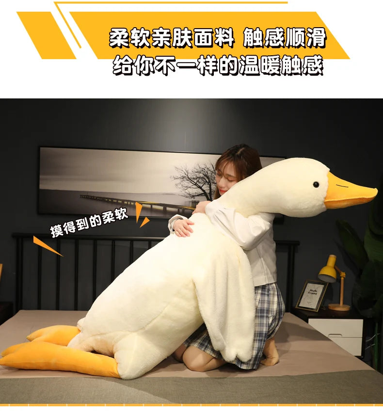 50-190cm Large Brown Hug Stuffed Animal Duck Kawaii Giant Goose Plush Toy Sleeping Pillow Big Soft Doll Party Gift for Boy Girls