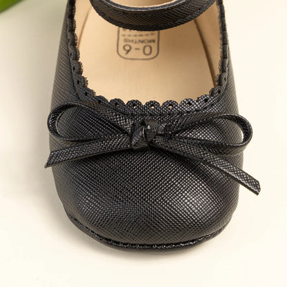 New Baby Shoes Girls' Soft-soled Leather Bowknot Party Princess Shoes Light Flat First Walkers Breathable and Anti-slip