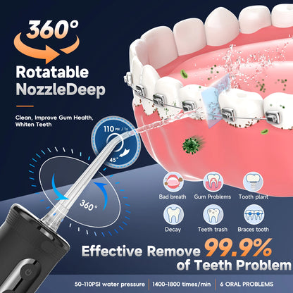 Mornwell F32 Water Floss Oral Teeth Whitening Home Appliance Sonic Water Flosser 260ML Tank Teeth Cleaner Oral Water Jet