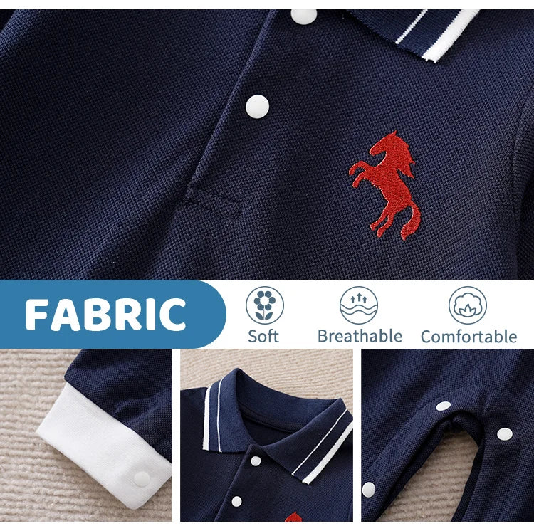 Newborn Clothes With Spurs Embroidered Cotton Comfortable 0-18 Boys And Girls Spring And Autumn Long Sleeved Baby Jumpsuit