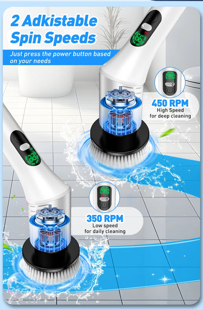 Electric cleaning brush, waterproof long-handle, multi-functional household floor brush, electric brush, floor scrubber