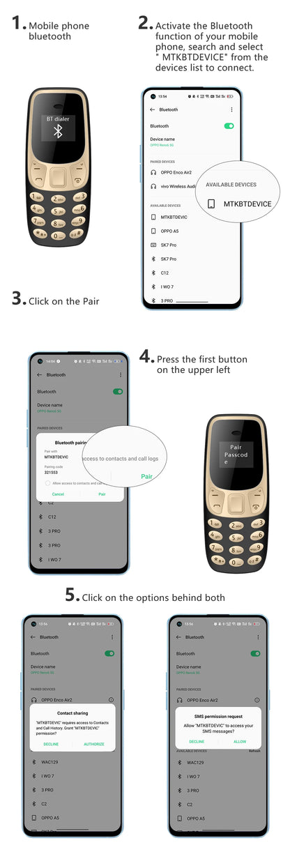 SERVO BM10 Tiny Mobile Phone 2G GSM Bluetooth Earphone Voice Changer Dialer mini Telephone Call Recording Dual SIM Dual Standby Unlocked Small Cellphone