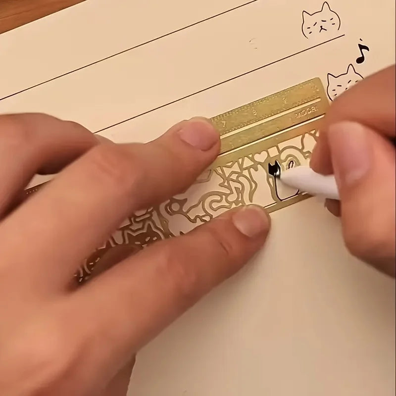 1 PC Cute Cat Bookmark - Double-Sided Ruler for Diary/Planner/Notes, Creative Stationery Gift