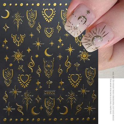 4pcs/set Roman Letters Nail Stickers 3D Black/White/Gold/Silver Alphabet Adhesive Nail Decasl English Letters DIY Manicure Decor