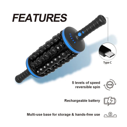 NEW Cordless Roller Body Massage Rechargeable Vibrators 360 Rolling Percussive Massager Muscle Relaxation Back Foot Leg Relaxer