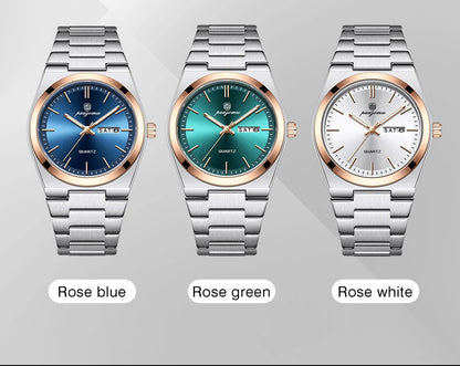 PAAZOMU Fashion Men's Quartz Watch Stainless Steel Waterproof Luminous Man Watch Chronograph Date Multifunction Watches For Men