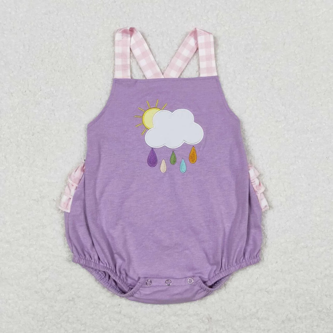 Wholesale Baby Girl Newborn Birthday Balloons Romper Bubble Embroidery Pink Plaid Bows Jumpsuit Kids Toddler Summer Clothes