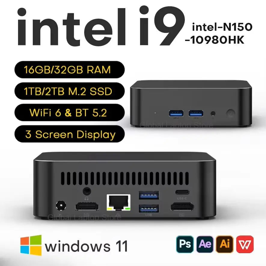[3 Years Warranty]Mini PC Windows 11 Intel N150/i9 10980HK Desktop Gaming Computer PC 32GB RAM 1TB M.2 SSD WiFi 6 BT5.2 Pc Gamer