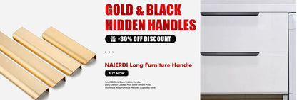 NAIERDI Brushed Gold Straight Door Handle Cabinet Handles Stainless Steel Black Kitchen Cabinet Knobs Furniture Hardware