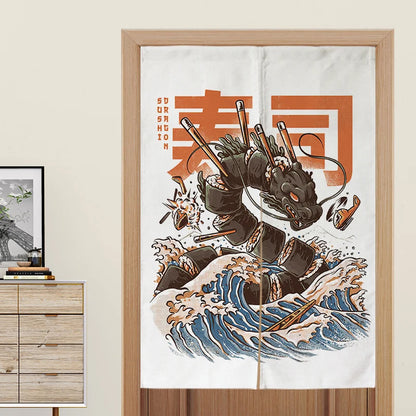 Custom Japanese Resturant Ramen Noren Curtain  Noodles Shop Kitchen Cloth Doorway Curtains Oil Smoke Proof Partition No Punching