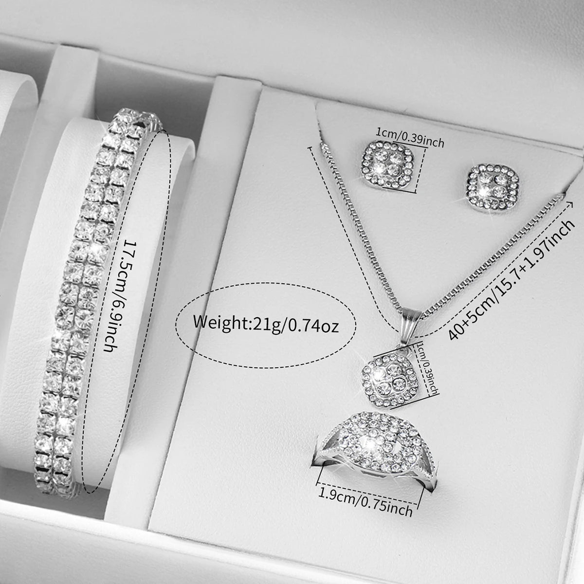 6PCS/Set Fashion Women's Quartz Watch Stainless Steel Band Wrist Watches Diamond Jewelry Set(Without Box)