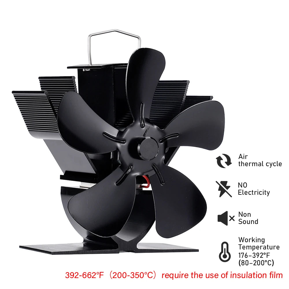 Mini Stove Fan Heat Powered Fireplace Fan Log Wood Burner Eco-fan Quiet 5 Blade Fireplace Fan Home Winter Warm Heat Distribution