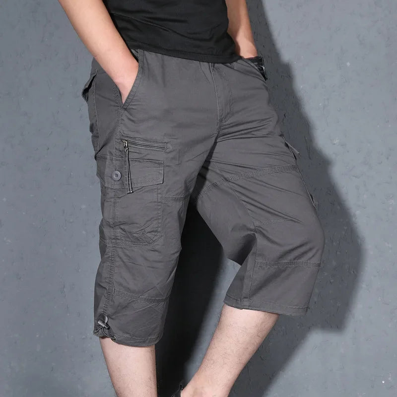 MRMT 2026 Brand Mens Capri Pants with Multiple Pockets Cargo Pants Casual Middle-aged Men Shorts Pant for Male Man Cropped Pants