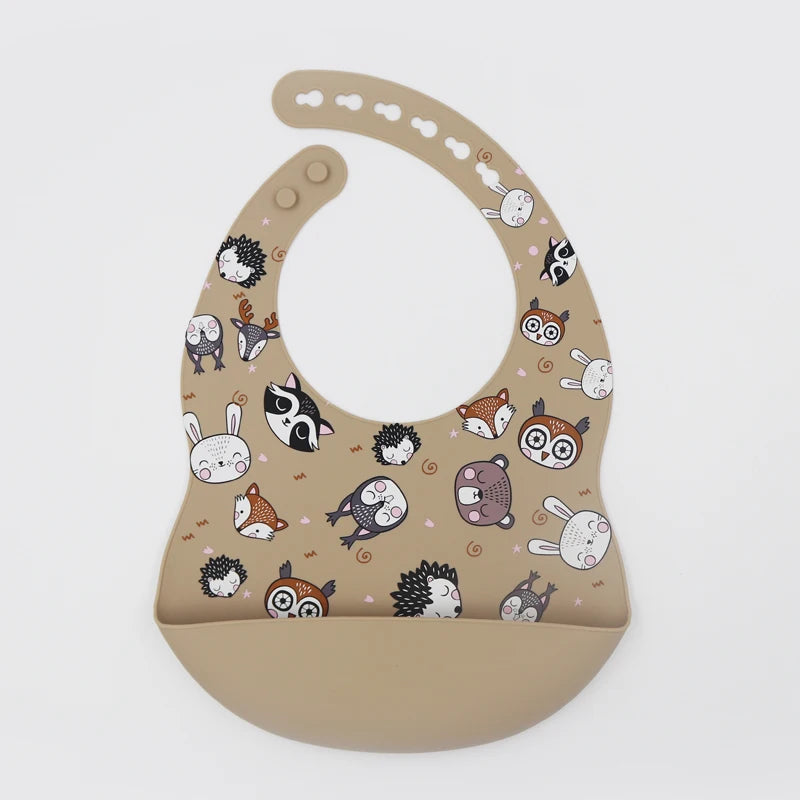 New Arrival Silicone Baby Bibs Silicon Printing Newborn Bib Feeding Burp Cloth Avocado Zoo Tractor Printing Tableware