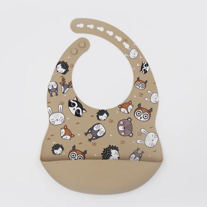 New Arrival Silicone Baby Bibs Silicon Printing Newborn Bib Feeding Burp Cloth Avocado Zoo Tractor Printing Tableware