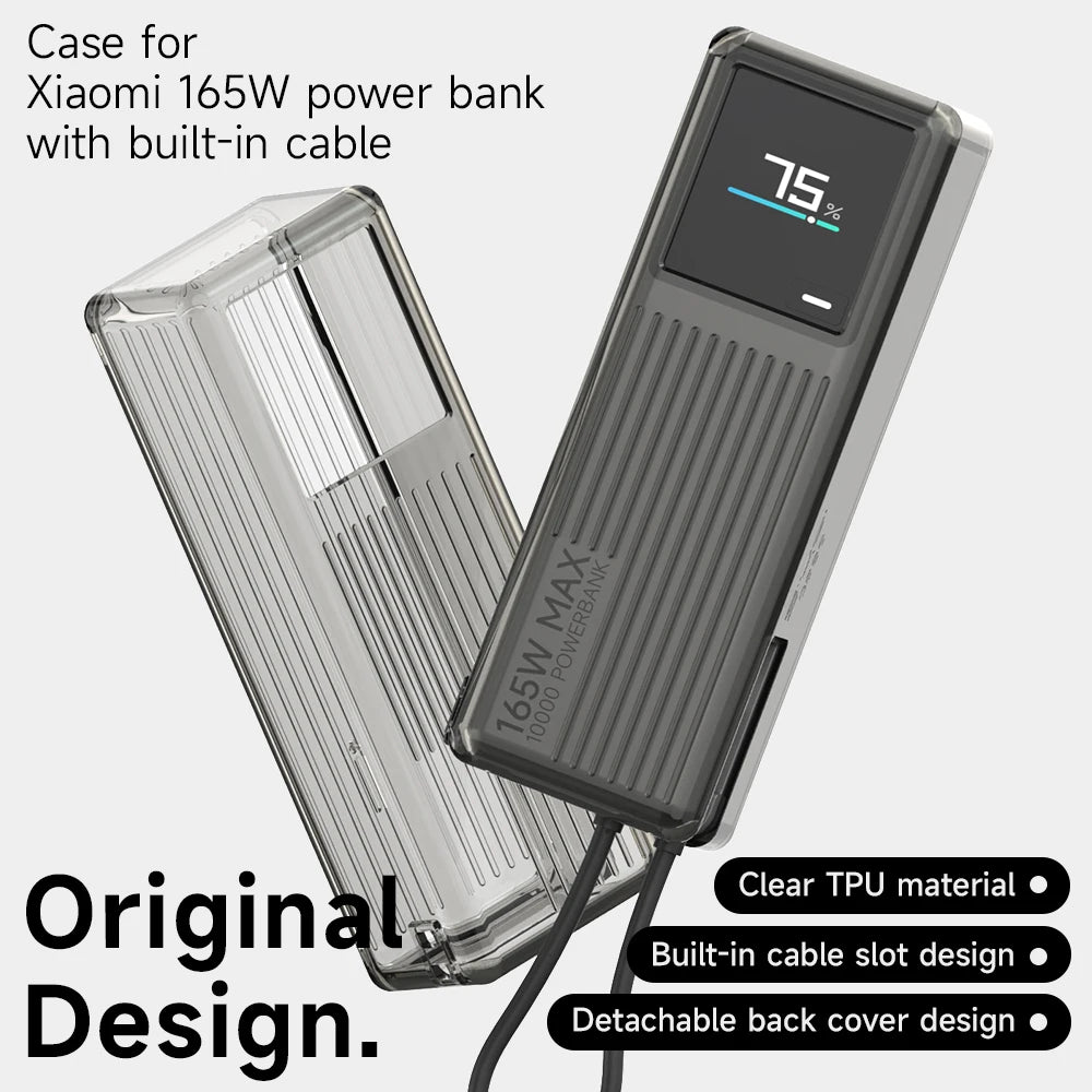 Sikai TPU case for Xiaomi 165W Power Bank 10000mAh PB1165MI with Built in USB C Cable Portable Charger Travel Storage Case