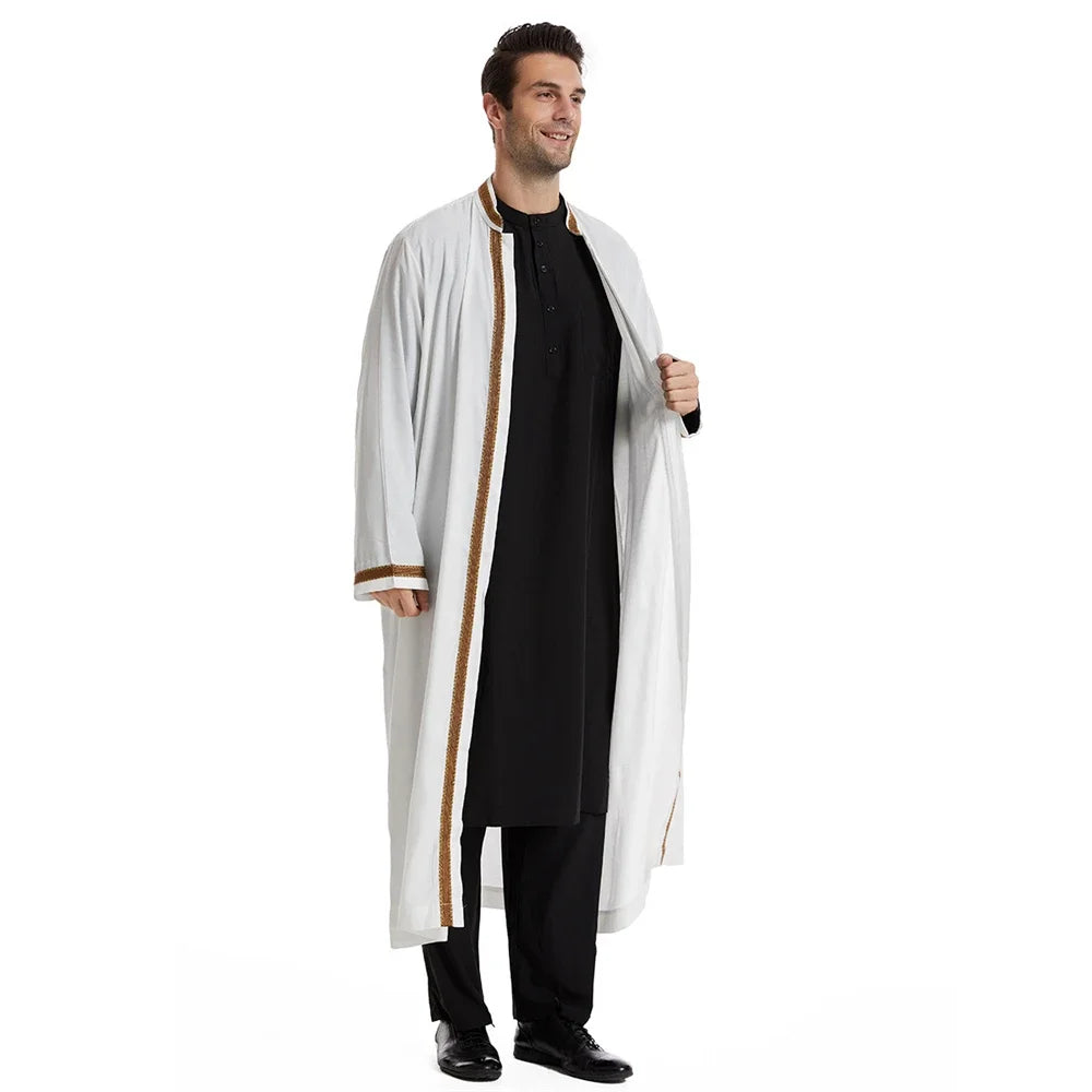 Dubai Saudi Muslim Men Open Abaya Kimono Dresses Turkey Eid Ramadan Islamic Kaftan Arabic Long Robe Caftan Jubba Thobe Clothing
