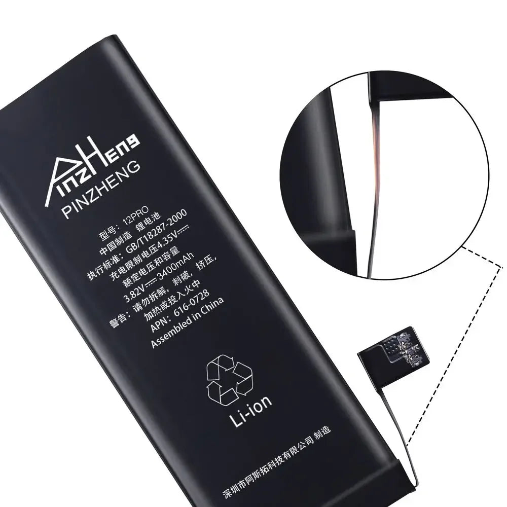 PINZHENG Real High Capacity Battery For iPhone X XR XS Max 12 13 Mini Pro Max 11 Pro Max Replacement Bateria Warranty One Year
