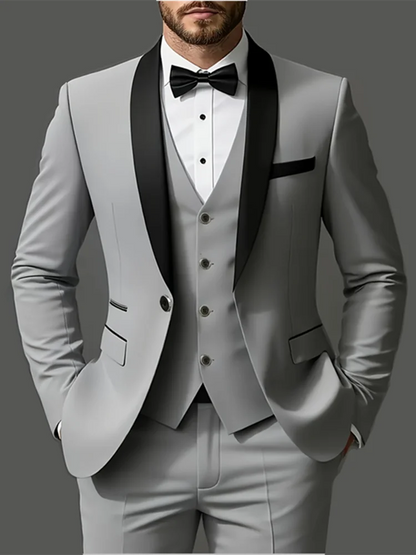 Men's 3pcs Suit Set, Jacket + Vest + Pants, Fashionable High-Quality, Suitable for Weddings, Parties and Formal Occasions